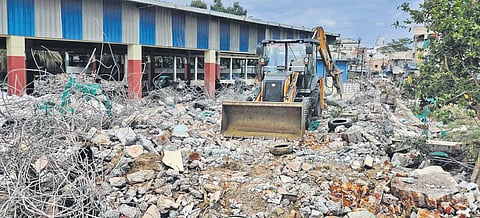 The incinerator shed being demolished by officials | Express