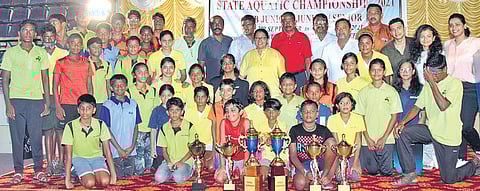 SDAT Dolphin Swimming Academy which won the overall championships. (Photo| EPS)