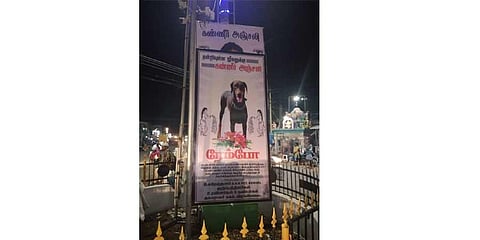 Banners mourning Rambo’s death were placed across Viralimalai. (Photo | EPS)