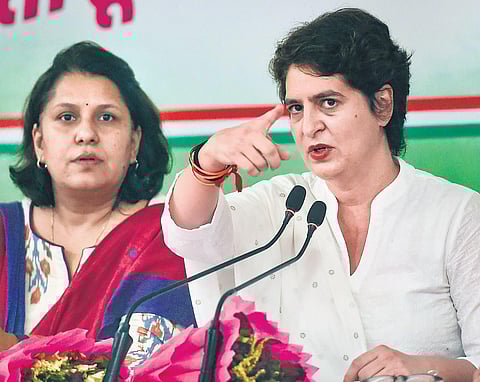 Priyanka Gandhi Vadra addresses the media in Lucknow on Tuesday | PTI