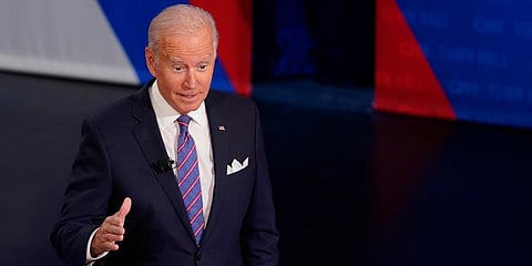 President Joe Biden participates in a CNN town hall at the Baltimore Center Stage Pearlstone Theater, Thursday, Oct. 21, 2021, in Baltimore. (Photo | AP)