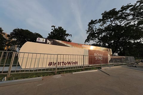 The bat has been put on display at the Tank Bund. (Photo | Twitter/@arvindkumar_ias)