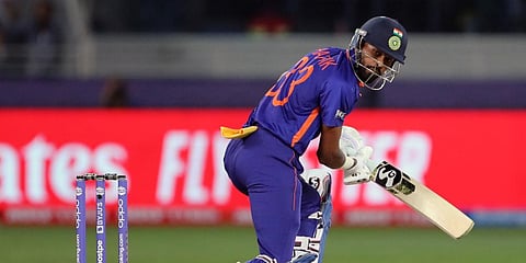 India's Hardik Pandya bats during a T20 World Cup match against Pakistan in Dubai. (Photo| ANI)