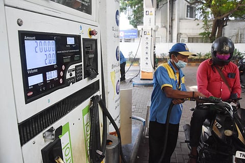 In Chennai, petrol and diesel cost Rs 104.52 and Rs 100.59 per litre respectively. (Photo | Ashwin Prasath, EPS)