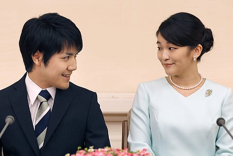 Japan's Princess Mako, right, the elder daughter of Prince Akishino and Princess Kiko, and her husband Kei Komuro (File Photo | AP)