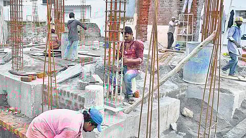 Workers at a construction site.