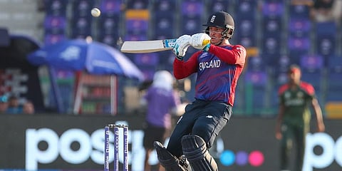 England's Jason Roy bats during the Cricket Twenty20 World Cup match between England and Bangladesh in Abu Dhabi, UAE, Wednesday, Oct. 27, 2021. (Photo | AP)