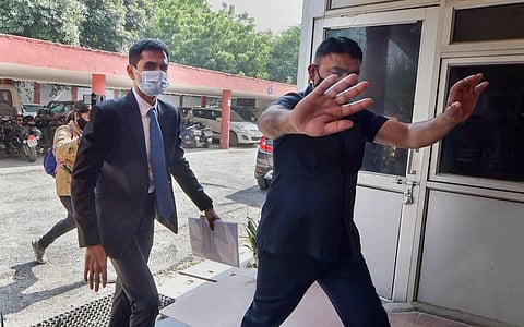 NCB Mumbai Zonal Director Sameer Wankhede arrives at the NCB office in New Delhi. (Photo | PTI)