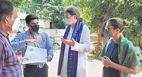 German envoy Walter J Lindner (second from right) during a visit to Bhubaneswar. (File Photo I EPS)