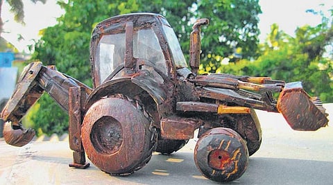 Artefacts made out of coconut waste at the art gallery