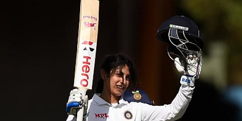 Indian batter Smriti Mandhana made 127 off 216 balls. (Photo | BCCIÂ Women Twitter)