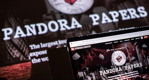 This photograph illustration shows the logo of Pandora Papers. (Photo | AFP)