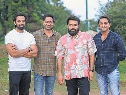 Mohanlal with cast members of '12th Man'