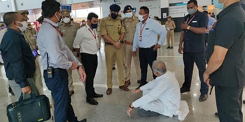 Chhattisgarh Chief Minister Bhupesh Baghel was prevented from coming out of Lucknow's Chaudhary Charan Singh Airport. (Photo @bhupeshbaghel)