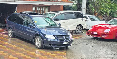 A fleet of cars at Monson’s residence in Kochi | Arun Angela
