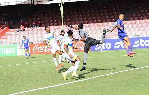 The football match between India and Sri Lanka in the SAFF championships ended in a goalless draw. (Photo | Twitter)