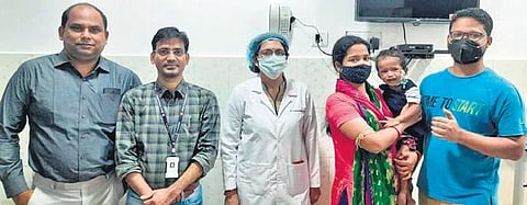 The team led by CTVS surgeon Prof Debasish Sahu removed the tumour by opening up the chest cavity by the clamshell thoracotomy method. (Photo | Express)