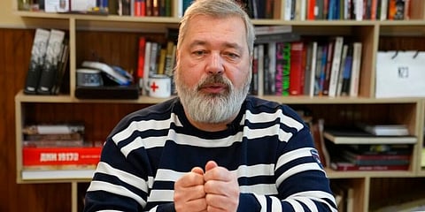 Novaya Gazeta editor Dmitry Muratov speaks during an interview (Photo | AP)