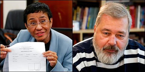 Journalists Maria Ressa of the Philippines (left) and Dmitry Muratov of Russia. (Photos | AP)