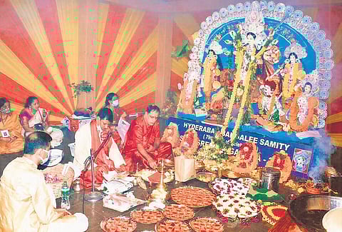 This year, they are allowing just 25 people at the Durga pandal to be set up in the Samity’s auditorium.