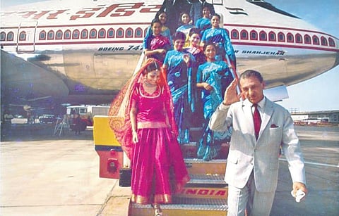 Picture tweeted by Ratan Tata shows JRD Tata coming out of an Air India plane.
