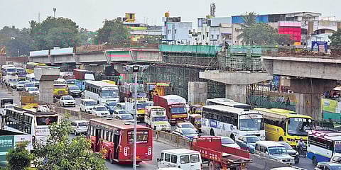 Construction work underway on the Perungalathur junction Road Over Bridge | Ashwin Prasath