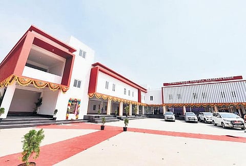 The newly constructed ZP High School in Kamareddy on Tuesday.