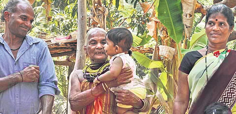 Tulasi Gowda, who received the Padma Shri for her contribution to the protection of environment, along with her family;