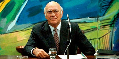 South Africa’s last apartheid President FW de Klerk (Photo | AP)