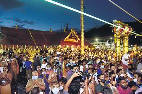 Devotees at the Sabarimala Lord Ayyappa temple