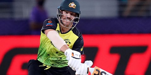 Australia's David Warner in action against Pakistan. (Photo | AP)