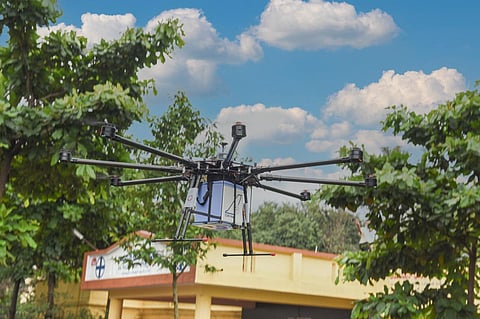 The Octocopter that delivered the Covid vaccines. (Photo | Special Arrangement)