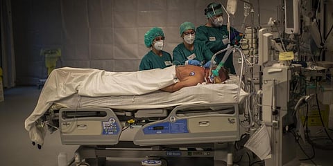 Hospital admissions are shooting up 30% on a weekly basis, and the number of patients in intensive care have risen to more than 500 in Belgium. (Photo | AP)