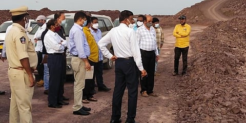 KRMB team members inspect HNSS project in Kurnool on Wednesday, Aug 11, 2021. (Photo| EPS)