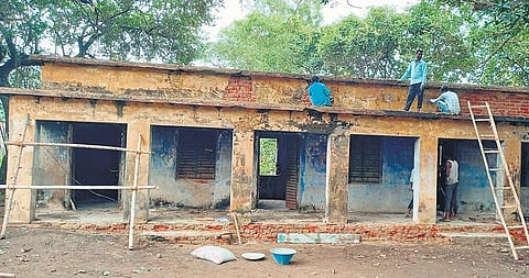 An old building gets a facelift before being converted into a club for the elderly. (Photo | EPS)