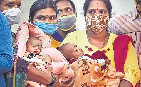 Parents with children who received treatment through the KIDROP programme, in Bengaluru on Wednesday | Vinod Kumar T