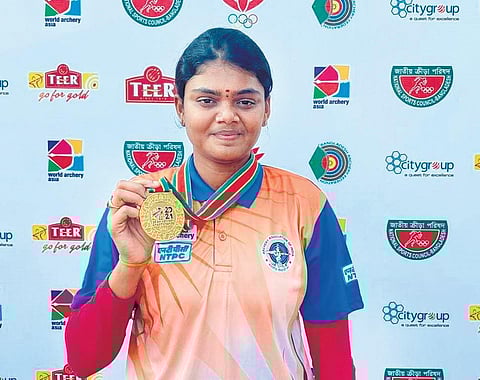 Archer Vennam Jyothi Surekha wins individual gold and mixed team silver at 22nd Asian Archery Championship at Dhaka in Bangladesh. (Photo | Express)