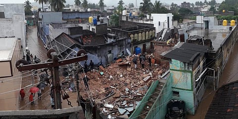 The site of the collapsed house in Vellore's Pernambut. (Photo| S Dinesh, EPS)
