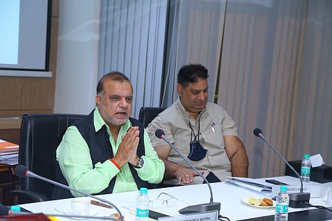 Narinder Batra and Rajeev Mehta during the EC meeting.