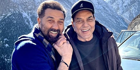 Veteran star Dharmendra (R) and son Sunny Deol. (Photo| Instagram)