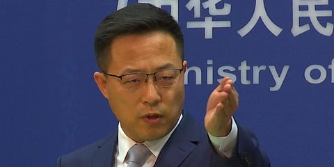 Chinese Foreign Ministry spokesperson Zhao Lijian invites questions during the daily press conference held at the Foreign Ministry in Beijing, China. (Photo | AP)