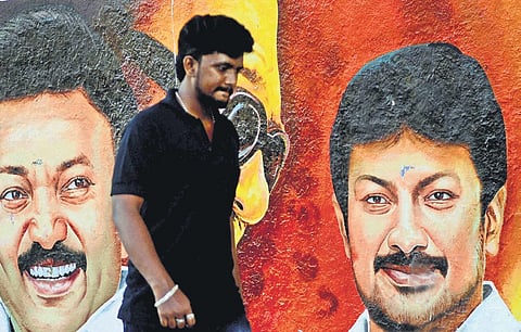 A painting of Udhayanidhi Stalin near Chepauk Stadium | DEBADATTA MALLICK