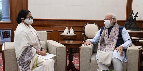 West Bengal CM Mamata Banerjee met PM Modi in Delhi. (Photo | Twitter)