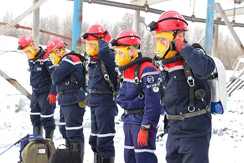 Rescuers prepare to work at a fire scene at a coal mine near the Siberian city of Kemerovo, about 3,000 kilometres east of Moscow (Photo | AP)