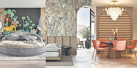 Various wallpaper designs from UDC Homes that seek inspiration from Egypt's architecture