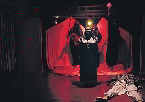 Picture from Saitan Theatre Group’s Macbeth aur Laal Pankh that is being staged in Akshara Theatre