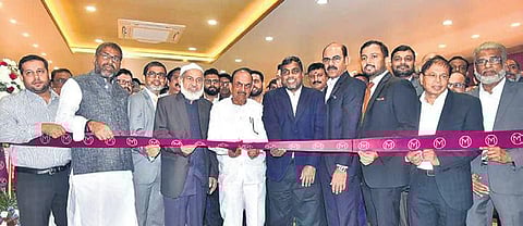 Home Minister Mohammed Mahmood Ali inaugurates the Artistry concept store of Malabar Gold & Diamonds at Somajiduda in Hyderabad on Saturday.