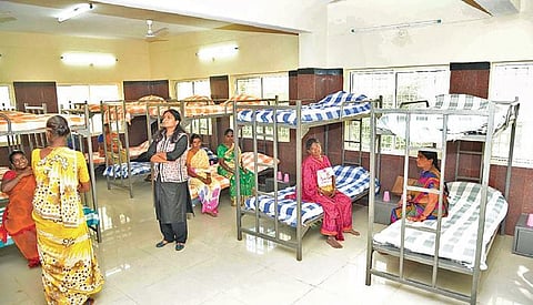 A shelter home constructed by the GHMC for patients belonging to economically backward classes and their attendants at the Koti ENT Hospital in Hyderabad.