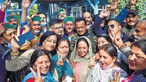 Congress leader Pratibha Singh celebrates her victory in Shimla | Pti