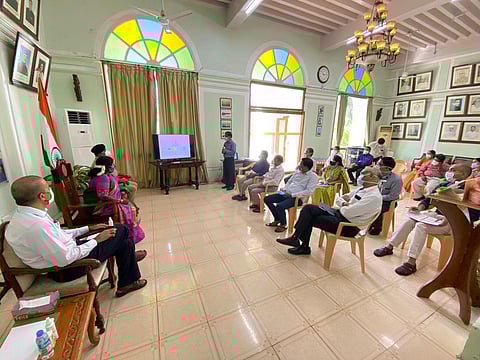 The consultative meeting chaired by Puducherry Lt Governor Dr Tamilisai Soundararajan (Photo | Special arrangement)